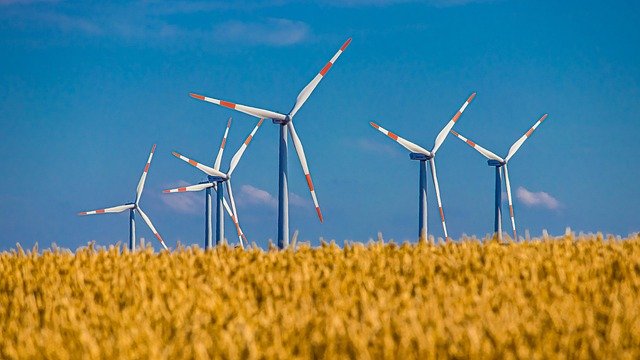 wind turbines installed in a farm