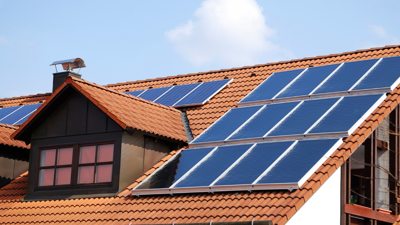 Solar panels on roof